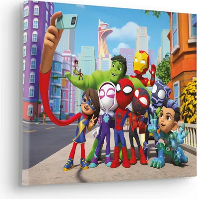 Image de Tableau sur châssis - Spidey and His Amazing Friends Selfie - Taille 40 x 30 cm