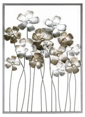 Zdjęcie produktu dla Gilde Wandrelief, rechteckig, "Fleurs", Blumendesign, Metall, braun, champagnerfarben, goldfarben, VE 1, L. 3 cm, B. 58 cm, H. 80 cm 74741 4001250747413