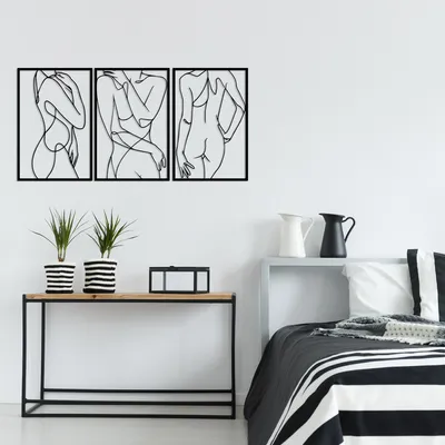 Image de Wallity, accessoire mural décoratif en métal, noir, 103 x 50 cm | 100 % métal (épaisseur : 1,2 mm) | Un design élégant et moderne pour votre maison ou votre bureau.