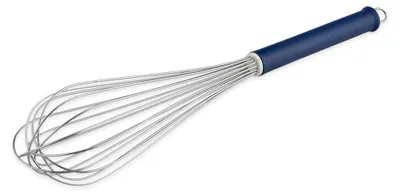 Imagen del producto de Jardinera de acero inoxidable, 40 cm, con mango de plástico azul, y 16 ojales