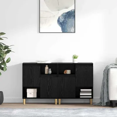Productafbeelding van vidaXL Dressoirs, 2 stuks, zwart, eikenlook, 60 x 35 x 70 cm