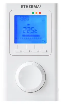 Produktbild von Etherma Funk-Raumthermostat mit Uhr LCD-Anzeigeund Wochenprogramm ET-14A
