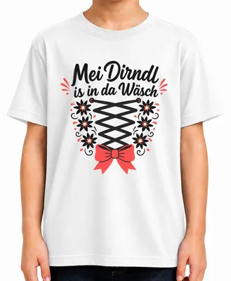 Obrázok produktu pre Mei Dirndl, tričko s motívom Oktoberfestu, tradičný nemecký kostým, kožené nohavice, detské tričko, biela farba, veľkosť 116