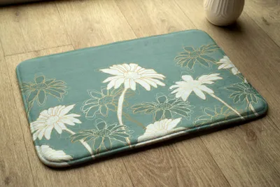 Obrázek produktu pro Koupelnová předložka - Koberec do koupelny - Absorpční rohožka Sprchové koberce - 90x60 cm - Rostliny Květy
