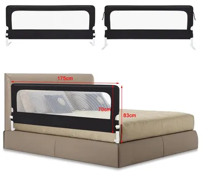 Obrázek produktu pro Dětská postýlková zábrana – ochrana proti vypadnutí / Bed Rail – délka 180 cm – pro děti ve věku 7–12 měsíců – železný rám – černá