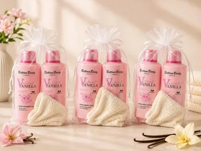 Produktbild von Bettina Barty Love Vanilla Geschenkset – 3 x Duschgel, 3 x Bodylotion & 3 x Waschhandschuh
