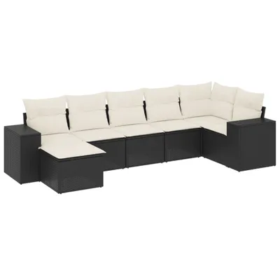 Produktbild von "2026 MODERNE" 7-tlg. Garten-Lounge-Set - elegantes Design - Sitzgruppe/Gartengarnitur - mit Kissen Schwarz Poly Rattan - Terassenmöbel NeuMöbel450573