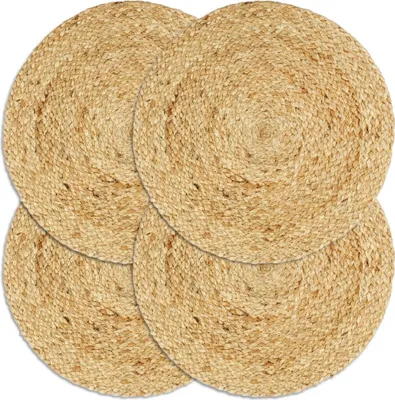 Zdjęcie produktu dla Maty na stół, 4 szt., gładkie, naturalne, 38 cm, okrągłe, juta
