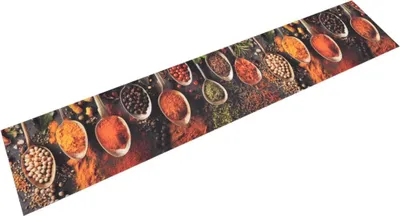 Produktbild von CLORIS Designermöbel Küchenteppich Waschbar Löffel & Gewürze 60x300 cm Samt , Fußmatten Design 2024