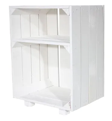 Produktbild von Neuer weißer Nachttisch 30,5cm x 40cm x 54cm Nachtschrank Abstelltisch Regalkiste Apfelkiste/Weinkiste/Obstkiste weiss Tisch Ablage Landhaus klassisch