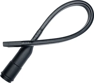A black flexible crevice tool for a vacuum cleaner is shown against a white background.