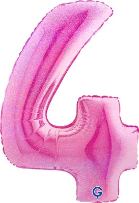 Produktbild von Riesenzahl Folienballon 40"/102cm | Holo Pink Zahl: 4