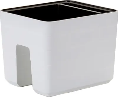 A white planter with a black interior, shown from a slightly elevated side angle.