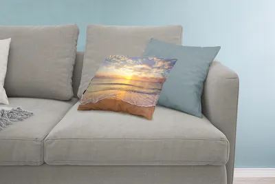 Produktbild von MuchoWow® Zierkissen Sofakissen Wohnzimmer Dekokissen 60x40 cm Strand - Sonnenuntergang - Meer - Kopfkissen - Polster mit Foto