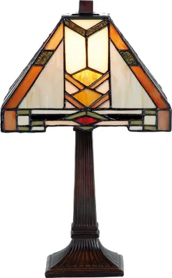 Produktbild von Clayre & Eef Tiffany Tischlampe 22x22x38 cm Beige Gelb Glas