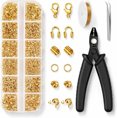Imagen del producto de Cierres para joyería, color dorado, 1200 unidades, para la fabricación de joyas