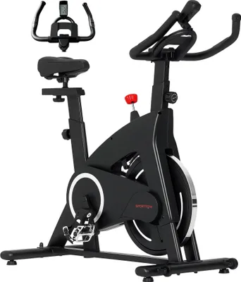 Image de SPORTNOW Vélo d'appartement magnétique vélo d'exercice d'intérieur stationnaire silencieux résistance selle poignée réglables avec capteur de fréquence cardiaque écran LCD pour aérobic de la maison