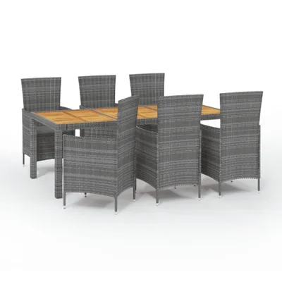 Produktbild von vidaXL 7-tlg. Garten-Essgruppe mit Kissen Poly Rattan Grau