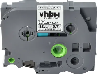 Produktbild von vhbw Schriftband-Kassette kompatibel mit Brother PT 1000 BTS, 1000 F, 1800 E, 1850, 1800, 1750 Etiketten-Drucker 8m x 18mm Schwarz auf Transparent