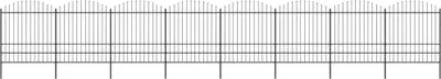 Produktbild von The Living Store Gartenzaun mit Speerspitzen Stahl (1,75 - 2) x 13,6 m Schwarz