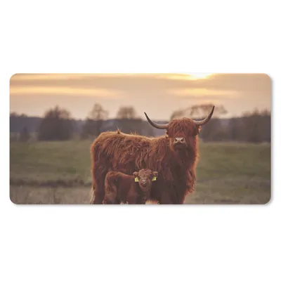 Produktbild von MuchoWow® Mauspad Mousepad Schottische Highlander - Tiere - Landschaft - Sonnenuntergang - Kuh 60x30 cm - Mousepads - Maus Mat - Pad - Mausunterlage - Nachhaltig