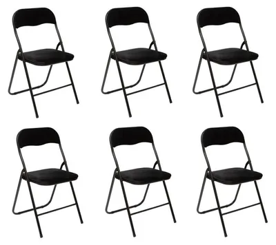 Image de Chaise pliante en velours noir - Lot de 6 chaises pliables