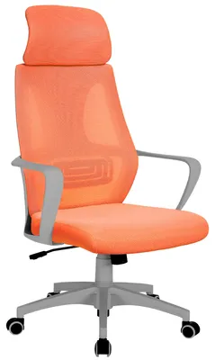 Produktbild von Bürostuhl mit Lordosenstütze im Netzstoff-Design Schreibtischstuhl mit Wippfunktion ergonomischer Drehstuhl mit einer verstellbaren atmungsaktiven Rückenlehne,Farbe:Grau/Orange