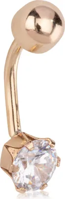 Produktbild von Bauchnabelpiercing 9mm 333 Gelb Gold 8 Karat Banane Zirkonia Weiß