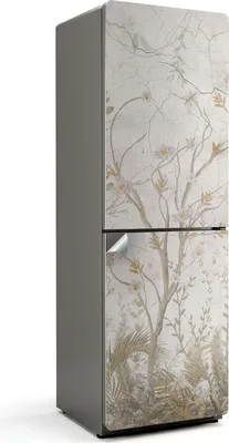 Produktbild von Pflanzenmuster mit Zweigen – Kühlschrank Aufkleber – Klebefolie Kühlschrank – Kühlschrank Dekor – Kühlschrankfolie selbstklebend – Küchen Dekoration – 60x180 cm