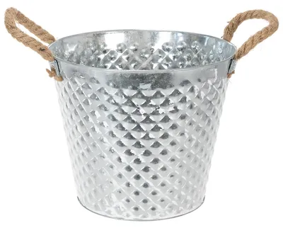 Produktbild von Zinktopf Vintage Seilgriffe Weiß gewaschen Ø24,5cm H21cm