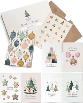Produktbild von 30 Weihnachtskarten Mit Umschlag - Adventskarten A6 - Karten Weihnachten Set - Christmas Cards - Weihnachtskarte Set Postkarten - Weihnachten Karten