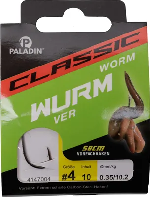 Produktbild von Paladin Wurmhaken gebunden Größe 4 50 cm 10 Stück gunsmoke
