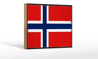 Produktbild von Holzschild Flagge Norwegens 18x12 cm Retro Flag Norway Dekoration
