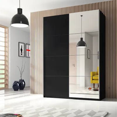 Produktbild von Kleiderschrank mit Schwebetüren BIRMINGHAM-83 in schwarz, B/H/T: ca. 120/210/61 cm