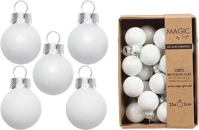 Zdjęcie produktu dla Bombki choinkowe szklane - zestaw 25 sztuk - 2 cm - Matowe i błyszczące - Miniaturowe bombki choinkowe - Dekoracje choinkowe na Boże Narodzenie - Białe