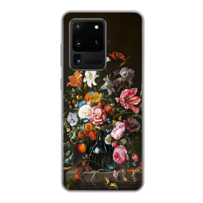 Produktbild von MuchoWow® Handyhülle Schutzhülle Hülle für Samsung Galaxy S20 Ultra Vase mit Blumen - Jan Davidsz de Heem - Kunst Silikon Softcase Handy Hülle - Karteninhaber