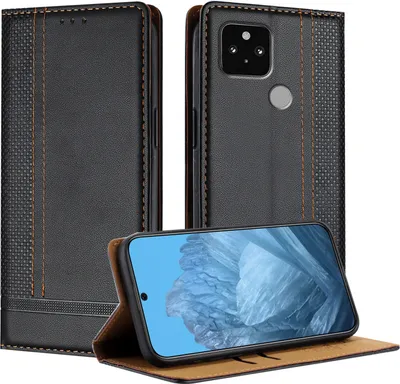 Obrázek produktu pro Pouzdro pro Google Pixel 5 kožené flipové pouzdro s funkcí stojánku černé