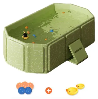 Immagine prodotto di Vasca da bagno pieghevole per neonati Zimilo, grande, antiscivolo e stabile, vasca per neonati e animali domestici, con tappo di scarico, in PVC termoresistente, verde