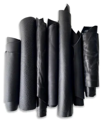 Echtes Leder 1 kg, schwarz, zufällige Größen, handgeschnitten