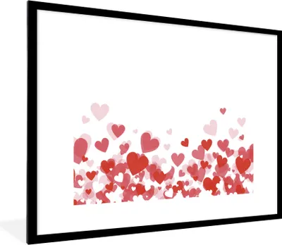 Produktbild von MuchoWow® Gerahmtes Poster Eine Illustration eines Herzensregens 80x60 cm - Poster mit Schwarzem Bilderrahmen Wandposter Rahmen Foto Bilder - Schlafzimmer-Dekorationen - Fotoposter