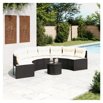 Produktbild von Runde Polyrattan Lounge Set, wetterfeste Gartenmöbel, Outdoor Lounge, Loungemöbel, Balkonmöbel, Sitzgruppe für den Garten in Schwarz