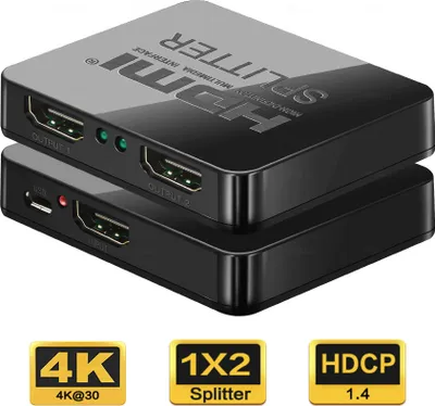 Produktbild von 1 in 2 Out HDMI Splitter Umschalter 3D 4K Ultra HD Full 1080P Verteiler Adapter