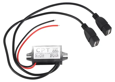 Zdjęcie produktu dla Przetwornica DC 12 V na 5 V, 3 A, podwójny regulator napięcia z wyjściem USB do samochodu