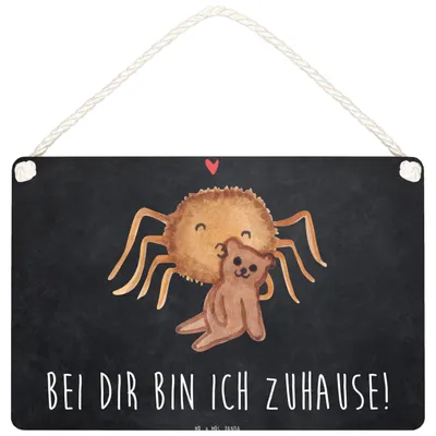 Produktbild von Mr. & Mrs. Panda Schild Spinne Agathe Teddy DIN A5 - Kreidetafel - Geschenk, holzbild, Miteinander, Liebesbeweis, Türschild, Deko Wandbild, Holz, Verliebt, Wandschild