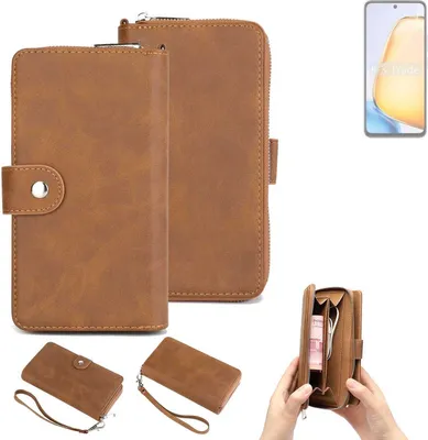 Produktbild von K-S-Trade Handyhülle Schutzhülle kompatibel mit Vivo Y200i 5G & Portemonnee Tasche Handytasche Case Etui Geldbörse Wallet braun (1x)