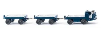 Produktbild von Wiking Elektrokarren mit 2 Anhängern grünblau 116004