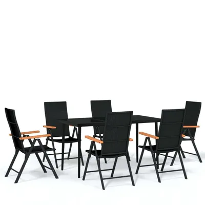 Produktbild von vidaXL 7-tlg. Garten-Essgruppe Schwarz