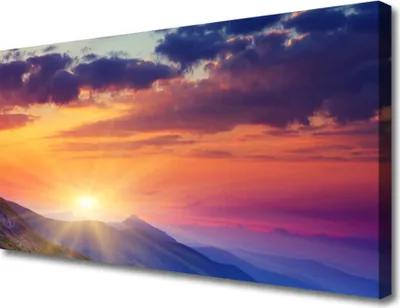 Produktbild von Tulup Leinwand-Bilder 100x50 Wandbild Canvas Kunstdruck Sonne Gebirge Landschaft