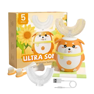 Produktbild von Tekoo Elektrische Kinderzahnbürste Schallzahnbürste Kinder Set U-Form, 5 Modi & Timer, 2-7 Jahre