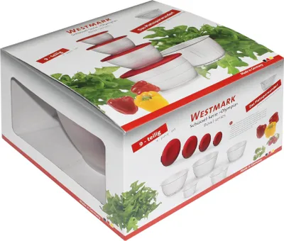 Produktbild von Westmark 9er Set Olympia, bestehend aus 4 Schüsseln mit passendem Deckel & 1 Seiher, apfelgrün; 2420226A